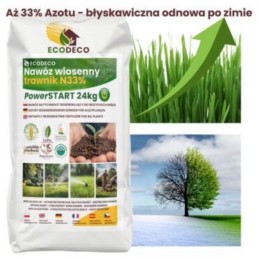 Nawóz wiosenny do trawnika 33% azotu Power Start granulat 24 kg